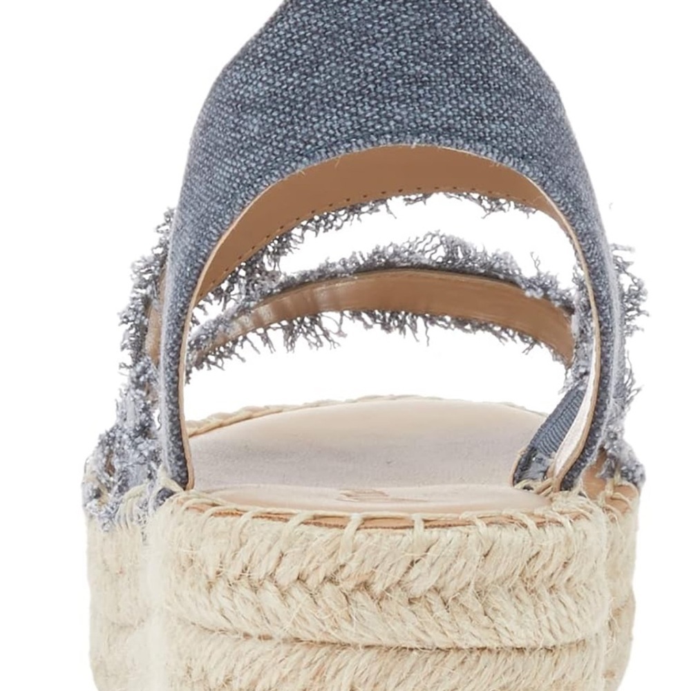 Casual Frayed Blue Espadrille Sandals The Drop - Picture 3 of 7